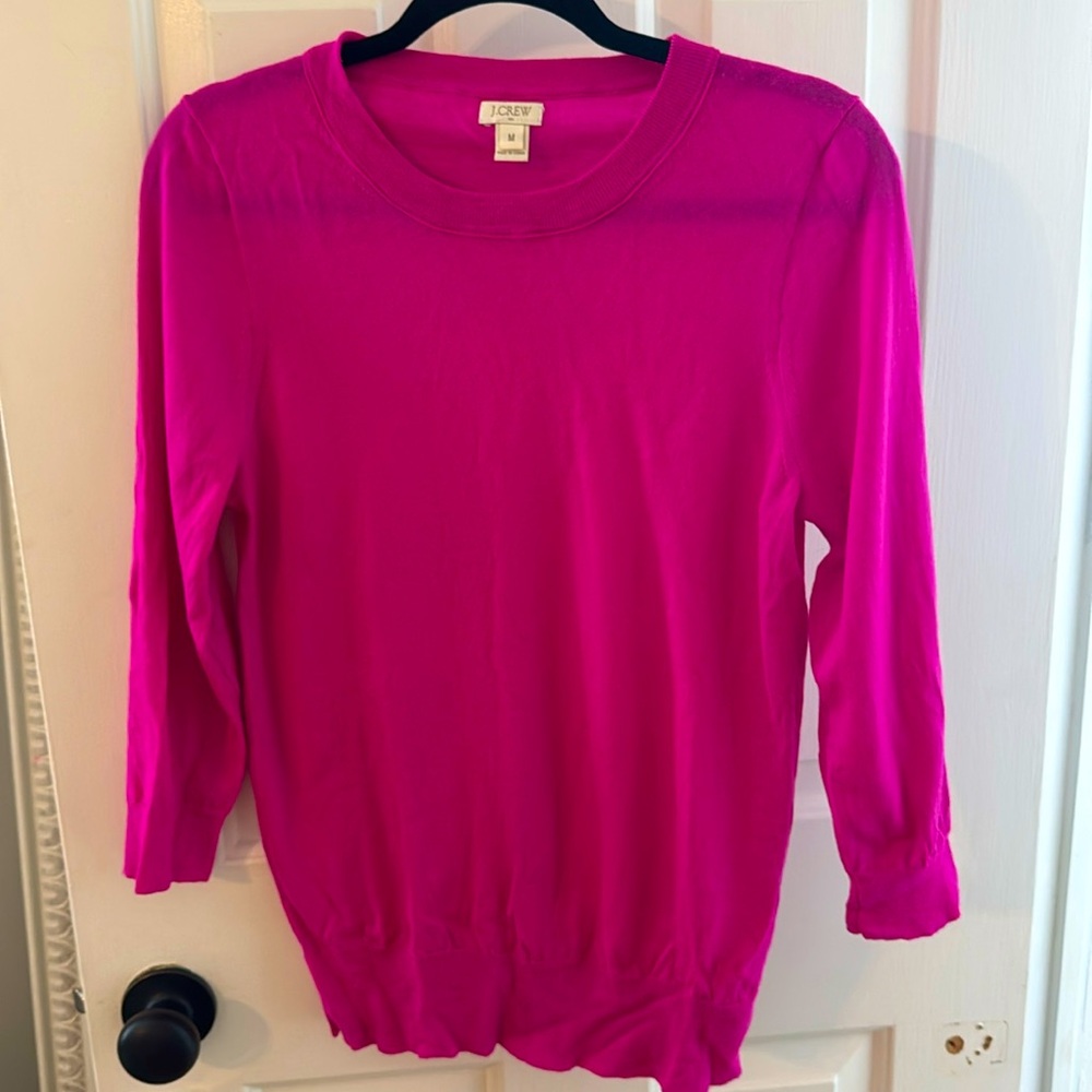 J. Crew Bright Fuchsia Crewneck Sweater